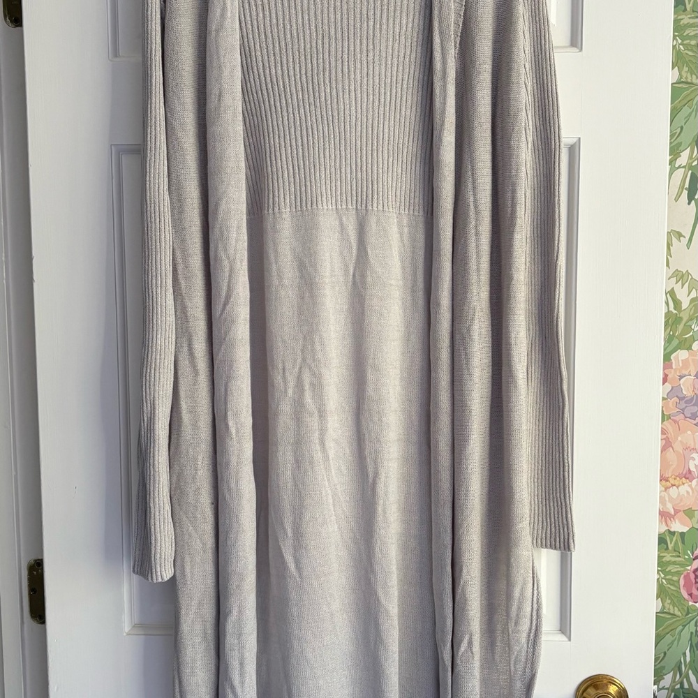 Free People Light Gray Ribbed Sweater Duster - maxi - Picture 2 of 6